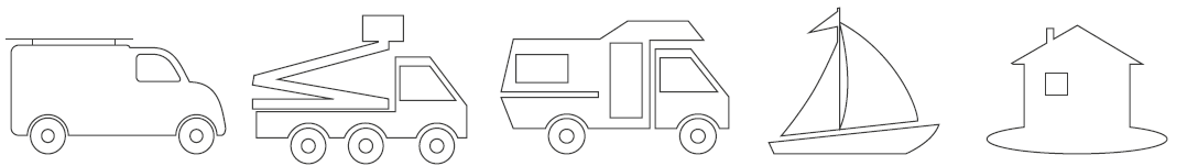 Pictogramme des véhicule et lieu compatible avec panneau solaire 173 W ENERGIE MOBILE
